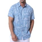 Danfiki Hawaii Kısa Kollu Çiçek Mavi Light Blue Erkek Gömlek