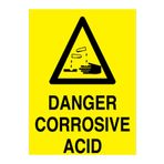 Danger Corrosive Acid Uyarı Tabelası - 35x50 Alüminyum Kompozit Panel - İL10
