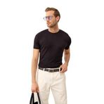 Danger Erkek Çizgili Bisiklet Yaka Slim-Fit İnce Triko Tişört Koyu Lacivert