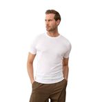 Danger Erkek Çizgili Bisiklet Yaka Slim-fit Kalıp Ince Triko Tişört Beyaz-5013DNGR-L