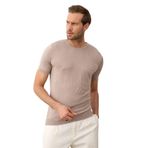 Danger Erkek Çizgili Bisiklet Yaka Slim-fit Kalıp Ince Triko Tişört Vizon-5013DNGR-2XL