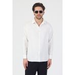 Danger Erkek Pamuklu Keten Görünümlü Gömlek Beyaz - XL