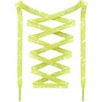 DANHUA Spor Ayakkabı için Düz Renkli Ayakkabı Bağcığı Sanat Baskılı Desen Dize 2 Çift, 33 Neon Sarı Beyaz, 59Inch (150CM)