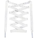DANHUA Spor Ayakkabıları için Düz Renkli Ayakkabı Bağcıkları Sanat Baskılı Desen Dizi 2 Çift, 13 Beyaz Gümüş, 55Inch (140CM)