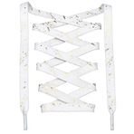 DANHUA Spor Ayakkabıları için Düz Renkli Ayakkabı Bağcıkları Sanat Baskılı Desen Dizi 2 Çift, 14 Beyaz Altın, 55Inch (140CM)