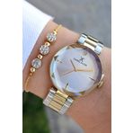 Daniel Klein 32 mm Çelik Bilezik Kesme Camlı Altın/Metalik Kadın Kol Saati, Taşlı Bileklik Hediyeli