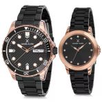 Daniel Klein 8680161711104 Siyah Rose Gold Çelik Kordonlu Sevgili Çift Kol Saatleri