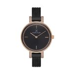 Daniel Klein DK.1.12908.5 Hasır Kordon Taşlı Tasarım Siyah Rose Gold Kadın Kol Saati