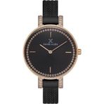 Daniel Klein DK.1.12908.5 Hasır Kordon Taşlı Tasarım Siyah Rose Gold Kadın Kol Saati