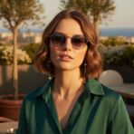 Daniel Klein DK3263-1 Degrade Siyah Metalik Smoke Frame Yuvarlak Oval Polarize Camlı Unisex Güneş Gözlüğü - Füme Degrade