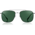 Daniel Klein DK3284-2 Metalik Gri Dikdörtgen Slim Line Yeşil Polarize Camlı Erkek Güneş Gözlüğü 53-20-145 - Yeşil - Gri