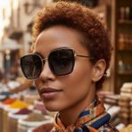 Daniel Klein DK4339-1 Degrade Siyah Gold Kare Model Aura Cat Eye Kadın Güneş Gözlüğü - Siyah - Gold