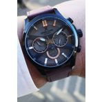 Daniel Klein Exclusive Multi Fonksiyonel Takvim, Gün, 12/24 Saat, Dual Time Su Geçirmez Deri Erkek Kol Saati