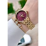 Daniel Klein Kadranı Bordo Kordonu Gold Renk 30 mm Hediye Paketli Kadın Kol Saati