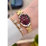 Daniel Klein Kadranı Bordo Kordonu Gold Renk Ayarlanabilir Kordonlu 22 mm Kadın Kol Saati ve Bileklik