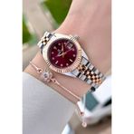 Daniel Klein Kadranı Bordo Kordonu Rose Gümüş Renk 28 Mm Kadın Kol Saati ve Bileklik