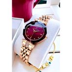 Daniel Klein Kesme Cam Kadın Kol Saati, Su Geçirmez Rose Gold Bordo Renk Çelik Kordon - Bileklik Hediye DKBY2050C2
