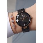 Daniel Klein Kesme Camlı Çelik Bilezik Siyah/rose Gold Kadın Kol Saati - Taşlı Bileklik Hediyeli