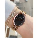 Daniel Klein Kristal Camlı Oval Kadın Kol Saati ve Bileklik - Rose - Siyah