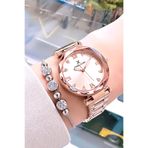 Daniel Klein Orijinal Kadın Kol Saati, Kesme Cam Su Geçirmez Rose Gold Çelik Kordon - Bileklik Hediye DKBY2050C9