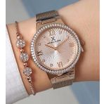 Daniel Klein Rose Kadranlı, Taşlı, Rose Gold Kadın Kol Saati + Zirkon Taşlı Bileklik