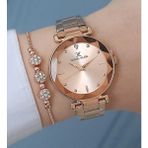 Daniel Klein Yeni Model Kesme Camlı Çelik Bilezik Rose Gold Kadın Kol Saati + Zirkon Taşlı Bileklik