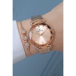 Daniel Klein Yeni Model Kesme Camlı Rose Gold Kadın Kol Saati + Zirkon Taşlı Bileklik Hediyeli