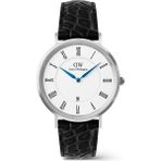 Daniel Wellington Classic Roman Numerals Date Black Croc Belly S DW00600914 Kol Saati - Beyaz