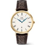 Daniel Wellington Classic Roman Numerals Date Dark Brown Croc Belly G DW00600912 Kol Saati - Kahverengi