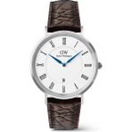 Daniel Wellington Classic Roman Numerals Date Dark Brown Croc Belly S DW00600911 Kol Saati - Beyaz