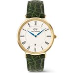 Daniel Wellington Classic Roman Numerals Date Dark Green Croc Belly G DW00600917 Kol Saati - Beyaz