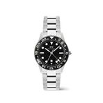 Daniel Wellington Iconic Gmt Link Black Ceramic Bezel Gümüş Çelik Erkek Kol Saati - Siyah