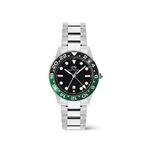 Daniel Wellington Iconic Gmt Link Black Green Ceramic Bezel Gümüş Çelik Erkek Kol Saati - Yeşil