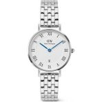 Daniel Wellington Petite 28 Roman Numerals Date 5-Link White S DW00600859 Kol Saati - Gümüş