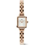 Daniel Wellington Quadro Mini 15.4X18.2 Arch 3-Link White Sunray Rg DW00600847 Kol Saati - Rose Gold