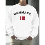 Danimarka Bayrağı Baskılar Erkekler Spor Yumuşak Kazak O-Boyun Tüm Maç Kazaklar Sonbahar Renk - Beyaz - 4XL