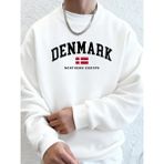 Danimarka Kuzey Avrupa Bayrağı Baskı Üstleri Erkekler Yumuşak Moda Kapşonlu Spor Polar Sokak - Beyaz - XL