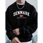 Danimarka Kuzey Avrupa Bayrağı Baskı Üstleri Erkekler Yumuşak Moda Kapşonlu Spor Polar Sokak - Siyah - 2XL