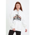DANKES Baskılı Kapüşonlu Sweat - Beyaz