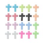 DanLingJewelry 20 adet aydınlık çapraz silikon boncuk dini tema Glow karanlık haç odak kauçuk boncuk DIY kolye bilezik zanaat anahtarlık dekor