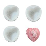 DanLingJewelry 3 adet kalp şekli silikon mum kalıpları sevgililer çiçek kalp reçine döküm kalıpları aşk kalp silikon kalıpları DIY sabun mum ev parti dekor