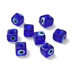 DanLingJewelry 50 adet el yapımı Lampwork küp avrupa boncuk 4mm büyük delik cam nazar boncuk DIY bilezik takı yapımı için