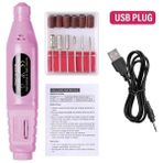 Danlu Pembe B USB Lulaa Yüksek Kaliteli Tırnak Matkap Makinesi Seti Elektrikli Tırnak Zımpara Jel Cila Sökücü Araçları Delici Manikür Tırnak Aksesuarları (Yurt Dışından) - Renkli