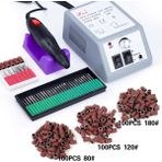 Danlu Set 2 Nail Art Matkap Profesyonel Elektrikli Makine Manikür Pedikür Kalem Aracı Seti Kiti + 30 Adet Matkap Tırnak Ucu + 100 Adet Zımpara Bantları (Yurt Dışından) - Renkli