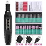 Danlu Siyah Set D USB Fişi Cnhıds Elektrikli Tırnak Matkap Makinesi Setleri Pedikür Manikür Matkap Freze Kesiciler Tırnak Törpüsü Profesyonel 20000RPM Parlatma Araçları (Yurt Dışından) - Renkli
