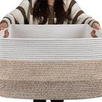 danpinera Büyük Battaniye Sepeti, Oturma Odası, Kreş ve Çamaşırhane için Dikdörtgen Saklama Sepeti, Deri Saplı Büyük Saklama Sepeti, 52 inç* 40 x 40 cm, 72 L, Gradyan Kahverengi