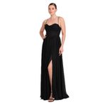 DANS Balenli Drapeli Straplez Maxi Abiye Elbise, 40, 8152720251771, Siyah, Kadın