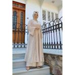 Dantel Abaya Bel Kuşaklı Cep Detaylı Tulum Takım 3782 Taş