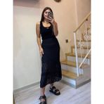 Dantel Detaylı Tül Etek - Siyah - M