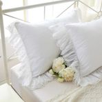 Dantel Fırfırlı Beyaz Yastık Kılıfı Vintage Shabby Chic Yastık Kılıfları Yastık Kılıfları Pamuk Kraliçe Boy 50 cm x 75 cm Lüks Zarif